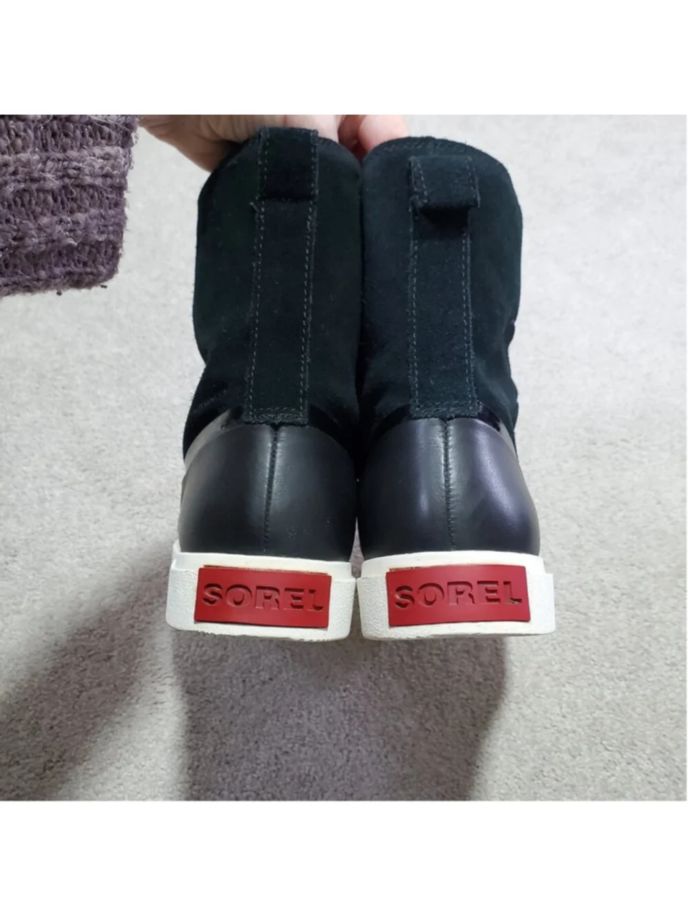 SOREL Joan Of Arctic Next Lite Shearling Snow Boots Black 8.5 Leather Winter